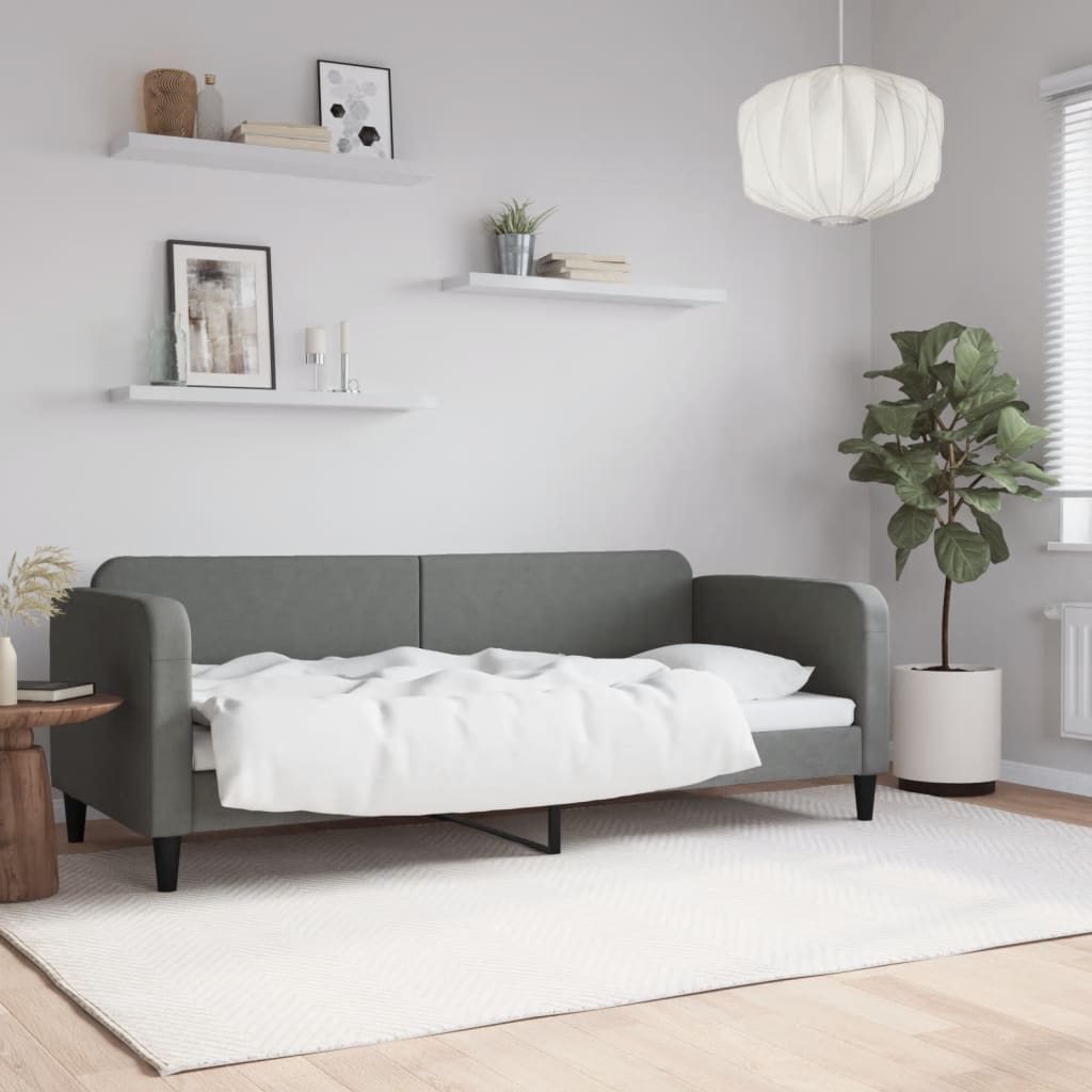 vidaXL Sofa z funkcją spania, ciemnoszara, 80x200 cm, obita tkaniną
