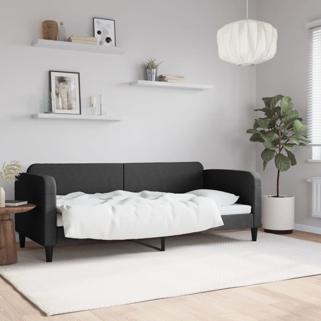 vidaXL Sofa z funkcją spania, czarna, 80x200 cm, obita tkaniną