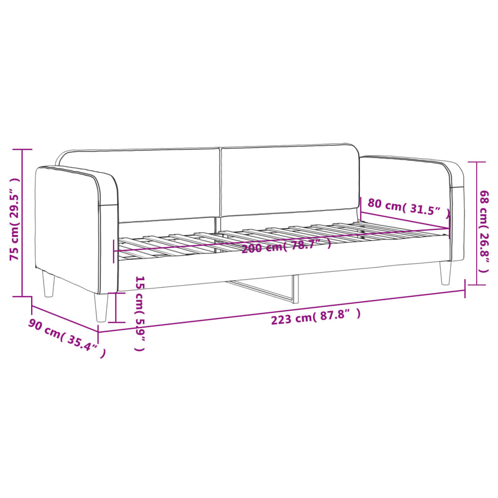 vidaXL Sofa z funkcją spania, kolor taupe, 80x200 cm, obite tkaniną