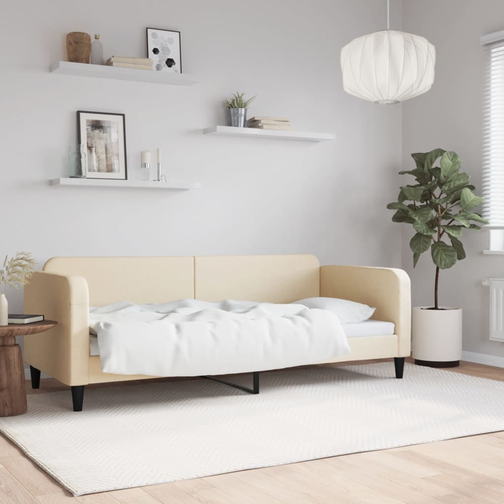 vidaXL Sofa z funkcją spania, kremowa, 80x200 cm, obita tkaniną