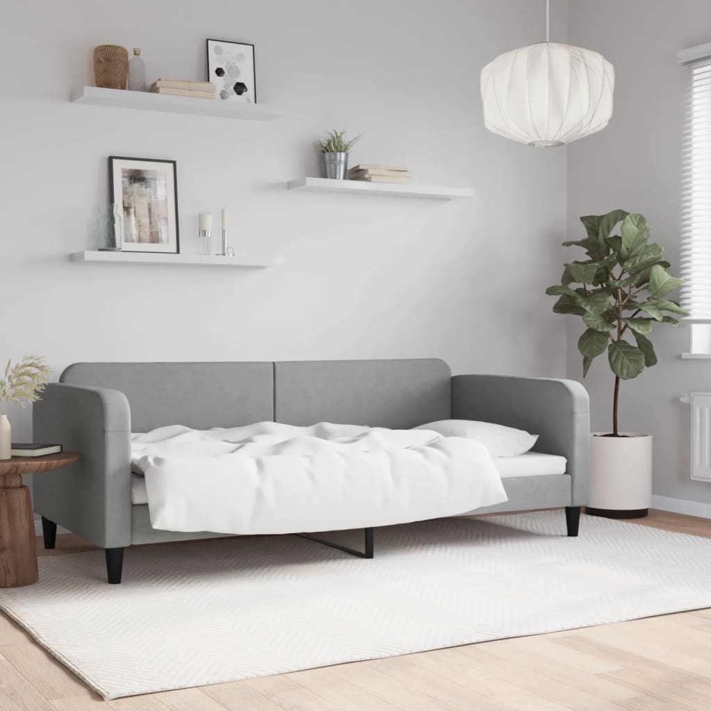 vidaXL Sofa z funkcją spania, jasnoszara, 90x200 cm, obita tkaniną