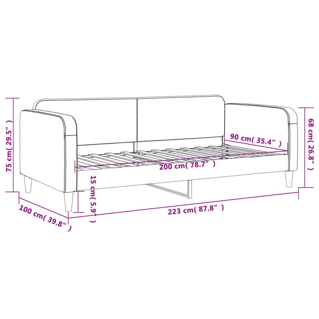 vidaXL Sofa z funkcją spania, ciemnoszara, 90x200 cm, obita tkaniną