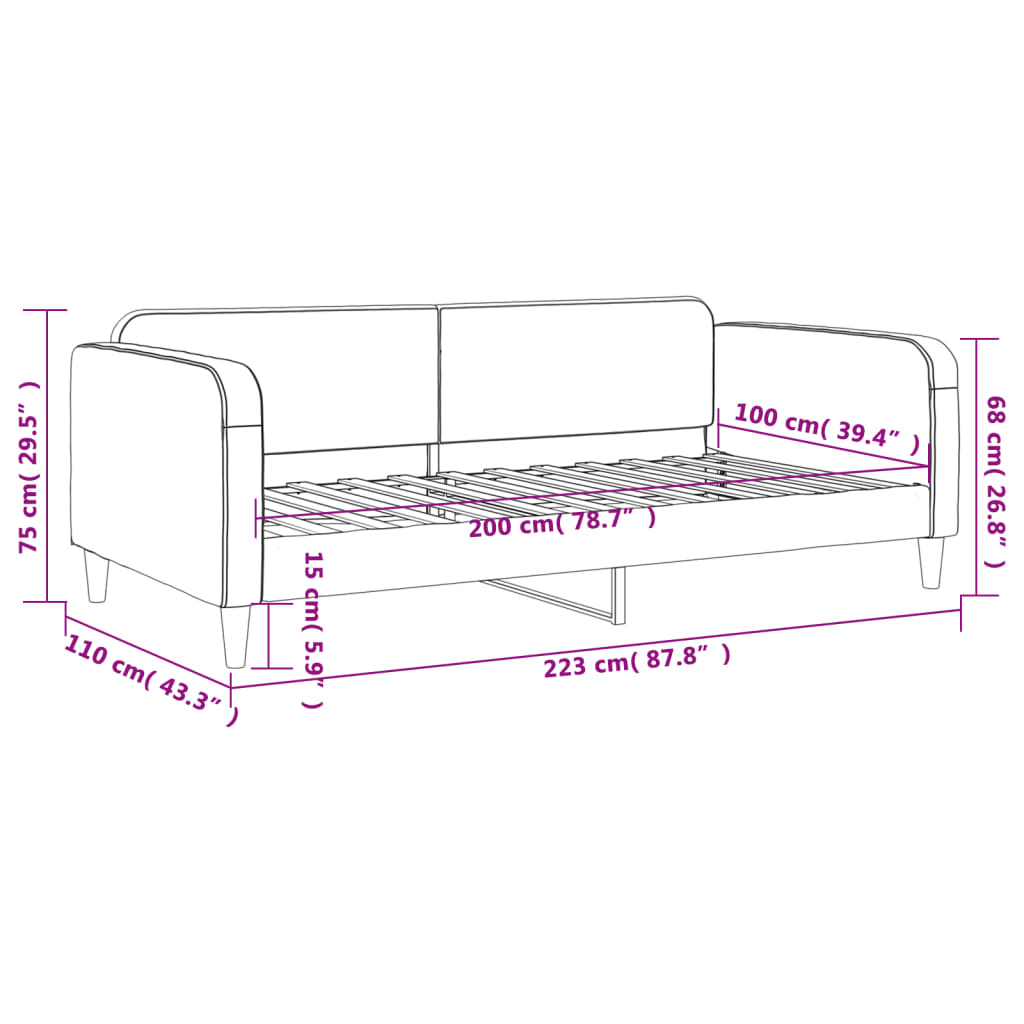 vidaXL Sofa z funkcją spania, jasnoszara, 100x200 cm, obita tkaniną