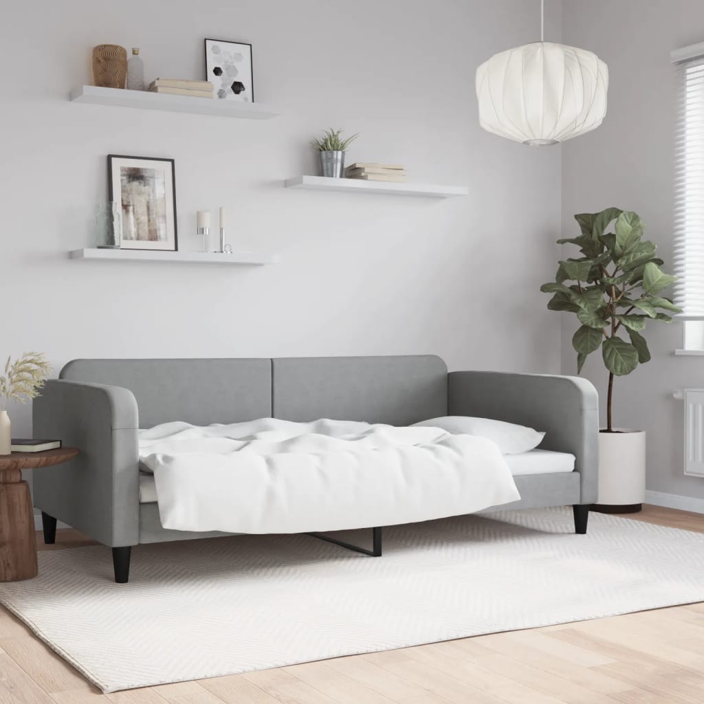 vidaXL Sofa z funkcją spania, jasnoszara, 100x200 cm, obita tkaniną