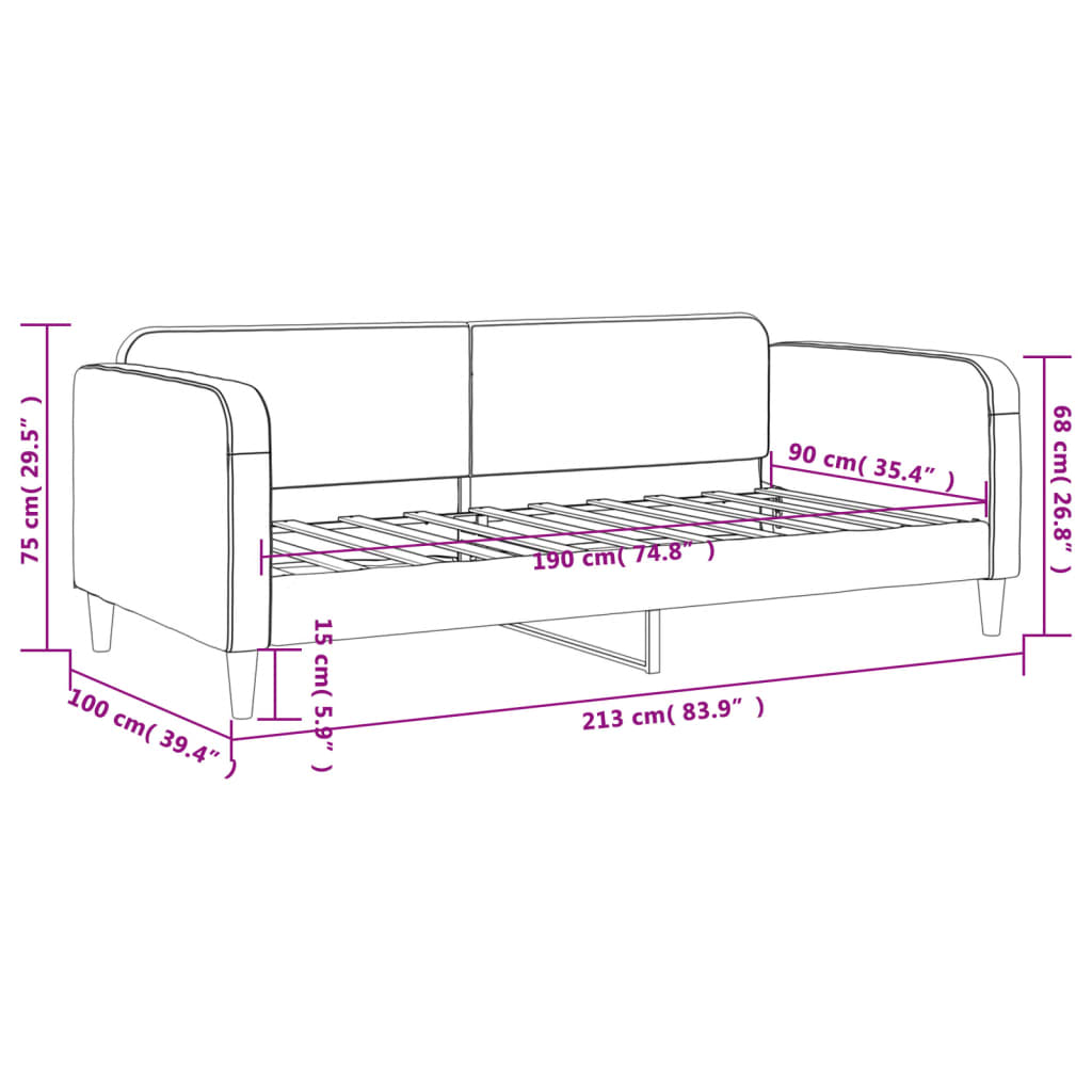 vidaXL Sofa z funkcją spania, ciemnoszara, 90x190 cm, obita tkaniną