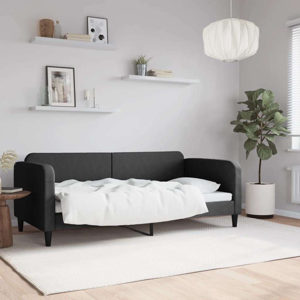 vidaXL Sofa z funkcją spania, czarna, 90x190 cm, obita tkaniną