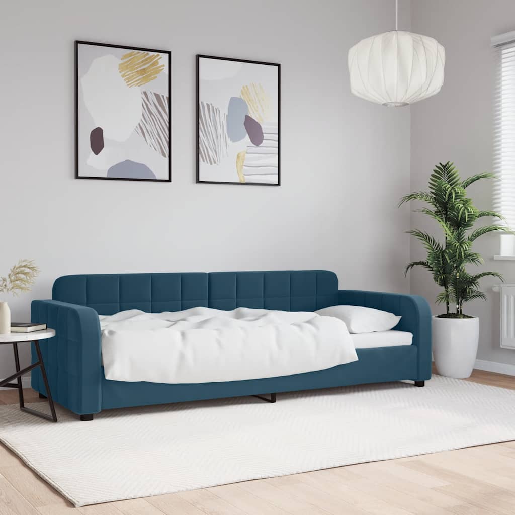 vidaXL Łóżko dzienne, niebieskie, 80x200 cm, obite aksamitem