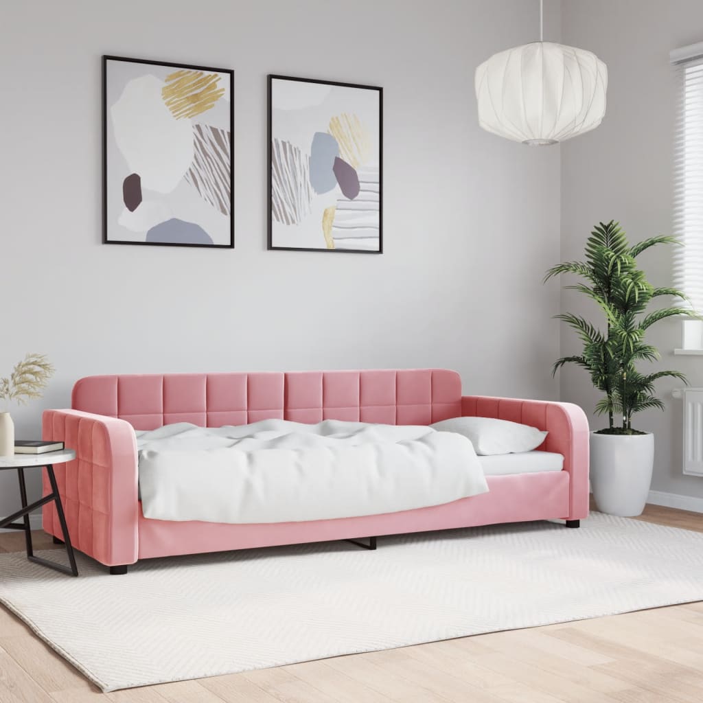 vidaXL Sofa z funkcją spania, różowa, 80x200 cm, obita aksamitem