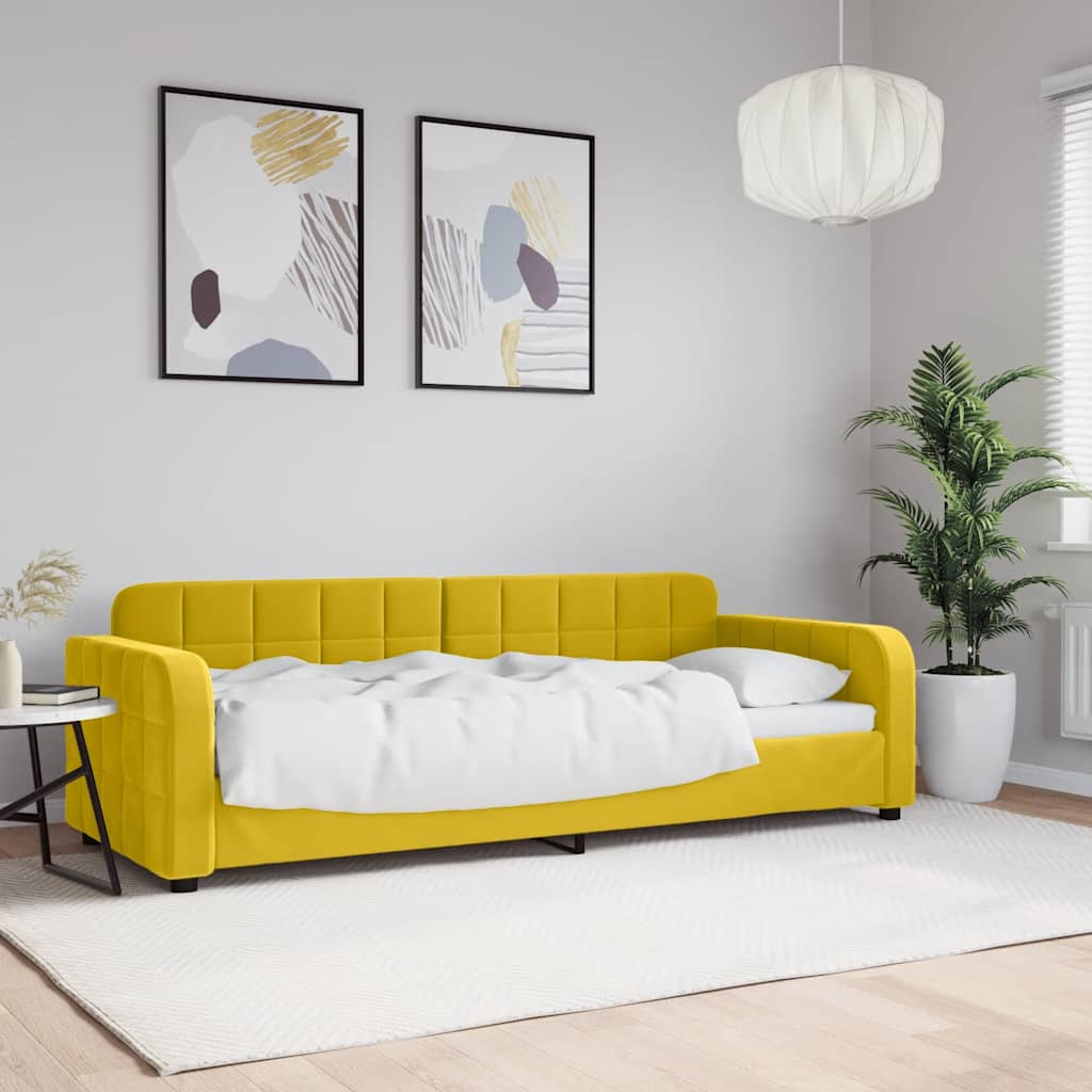 vidaXL Sofa z funkcją spania, żółta, 80x200 cm, obita aksamitem