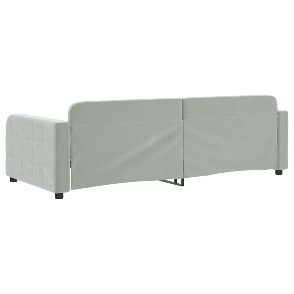 vidaXL Sofa z funkcją spania, jasnoszara, 90x200 cm, obita aksamitem