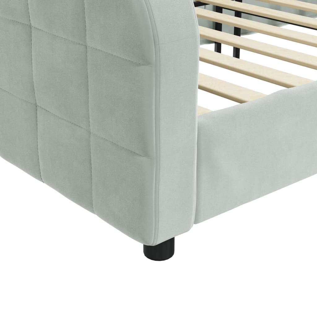 vidaXL Sofa z funkcją spania, jasnoszara, 90x200 cm, obita aksamitem