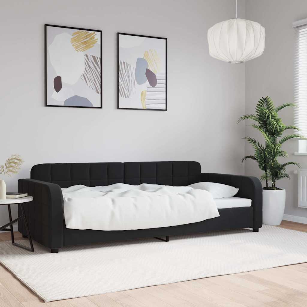 vidaXL Sofa z funkcją spania, czarna, 90x200 cm, obita aksamitem