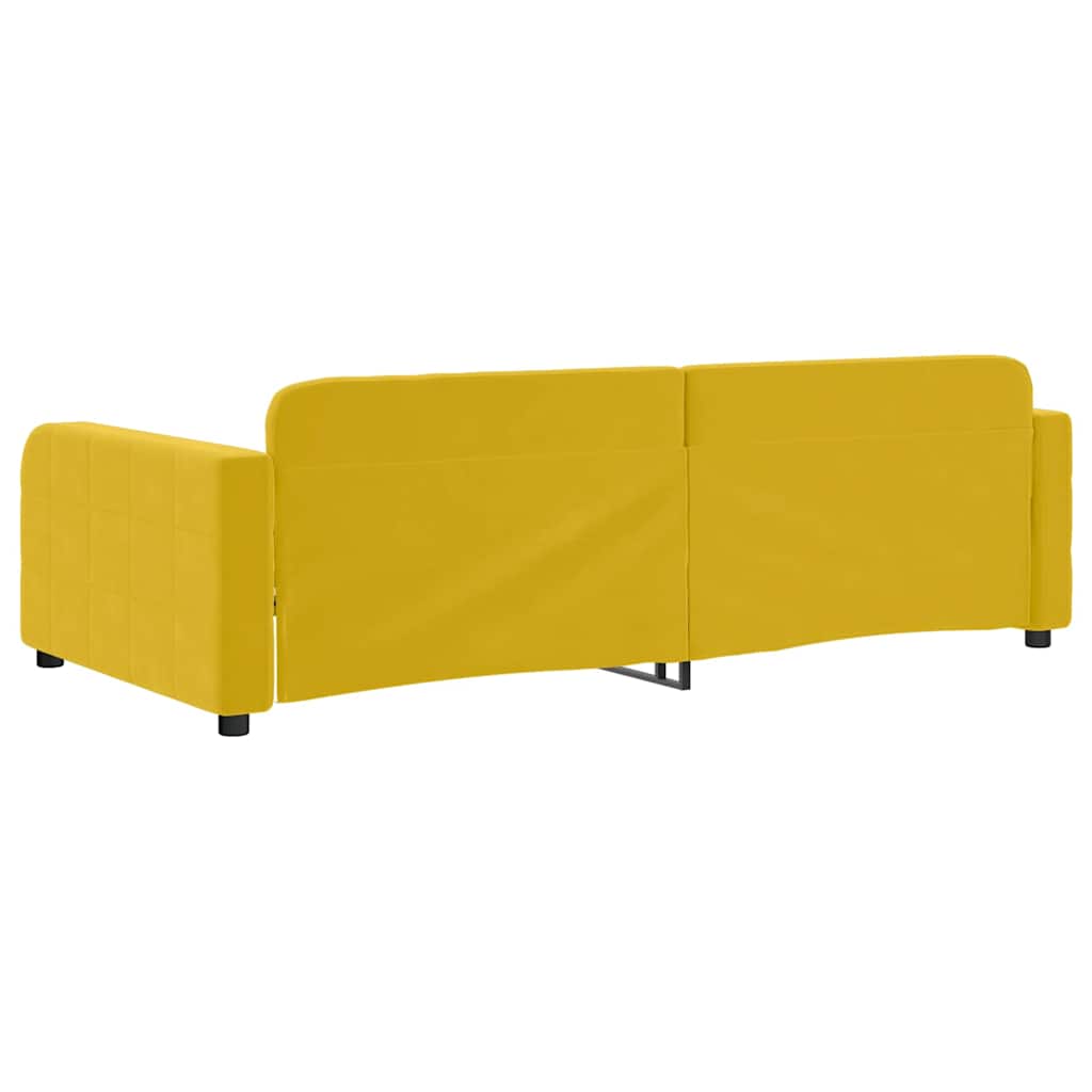 vidaXL Sofa z funkcją spania, żółta, 90x200 cm, obita aksamitem