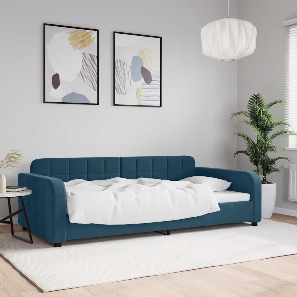 vidaXL Sofa z funkcją spania, niebieska, 100x200 cm, obita aksamitem
