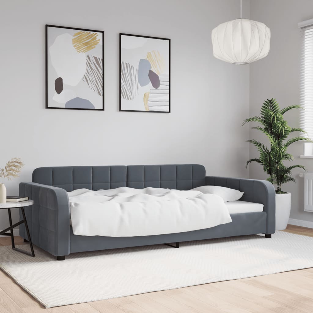 vidaXL Sofa z funkcją spania, ciemnoszara, 100x200 cm, aksamit