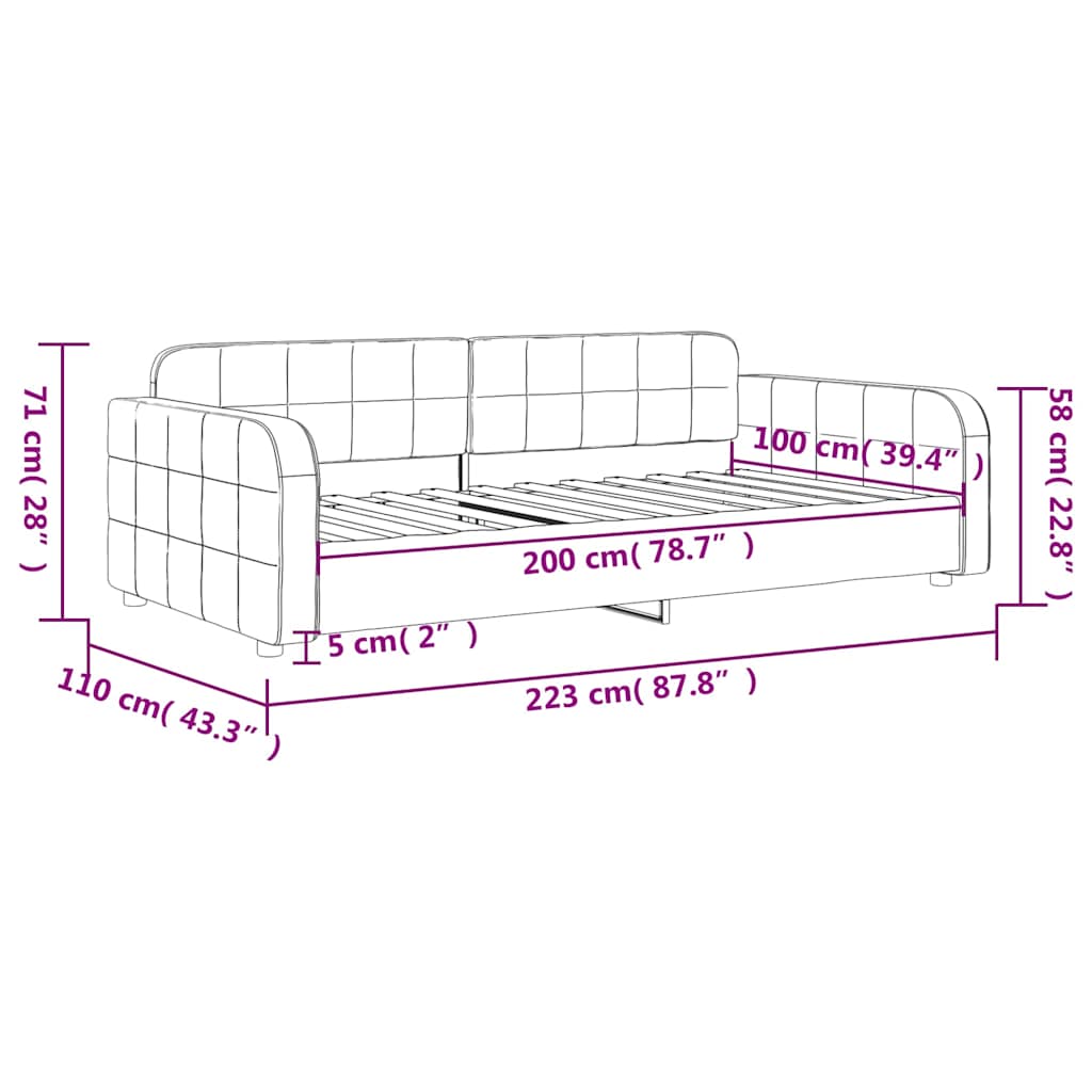vidaXL Sofa z funkcją spania, ciemnozielona, 100x200 cm, aksamitna