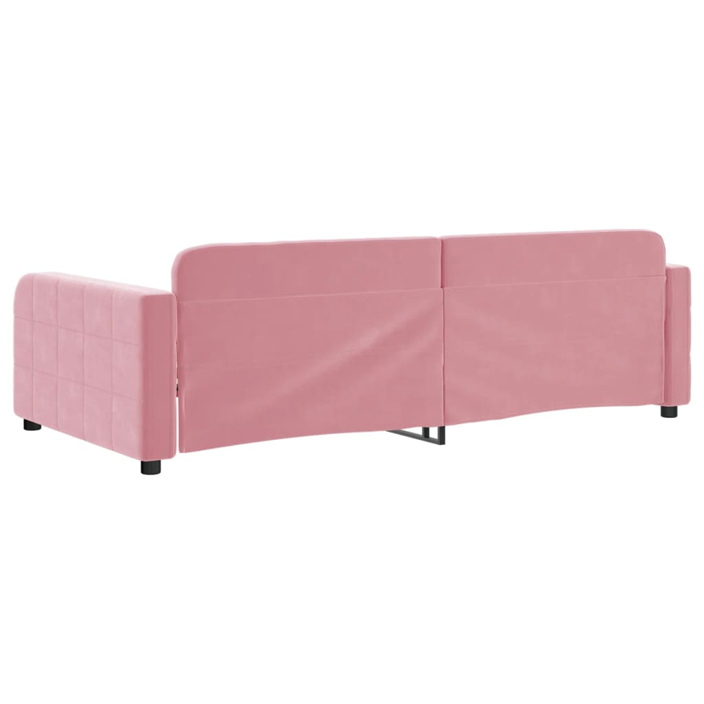 vidaXL Sofa z funkcją spania, różowa, 100x200 cm, obita aksamitem