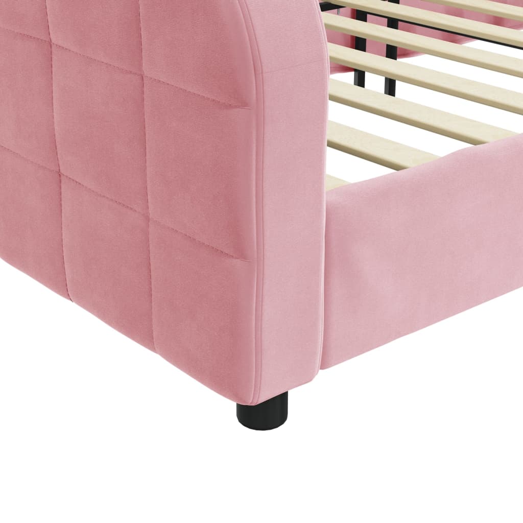 vidaXL Sofa z funkcją spania, różowa, 100x200 cm, obita aksamitem