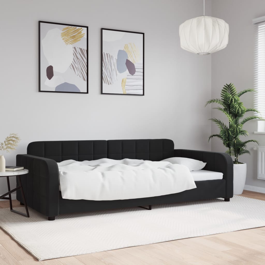 vidaXL Sofa z funkcją spania, czarna, 100x200 cm, obita aksamitem