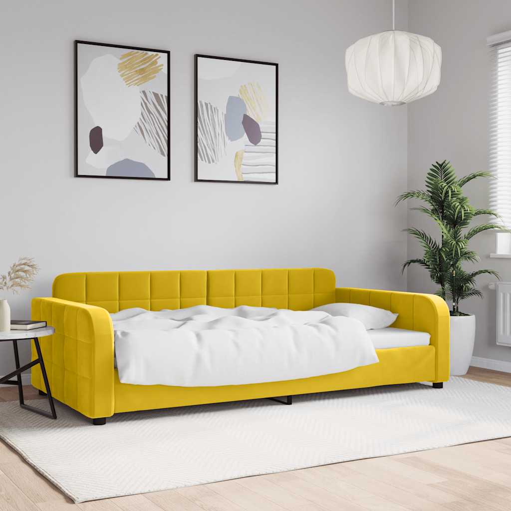vidaXL Sofa z funkcją spania, żółta, 100x200 cm, obita aksamitem