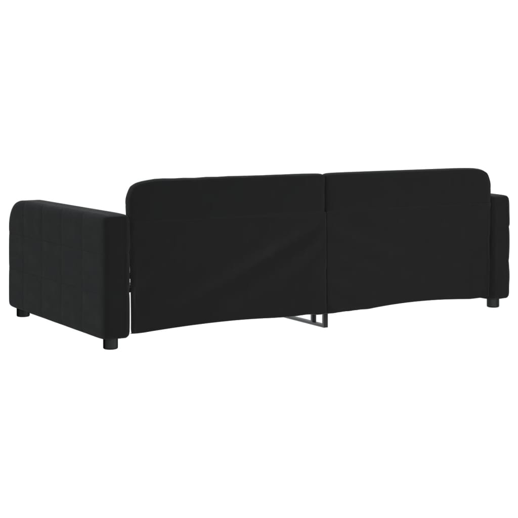 vidaXL Sofa z funkcją spania, czarna, 90x190 cm, obita aksamitem
