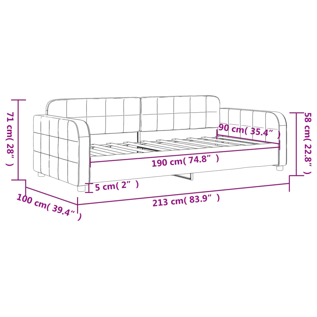 vidaXL Sofa z funkcją spania, czarna, 90x190 cm, obita aksamitem