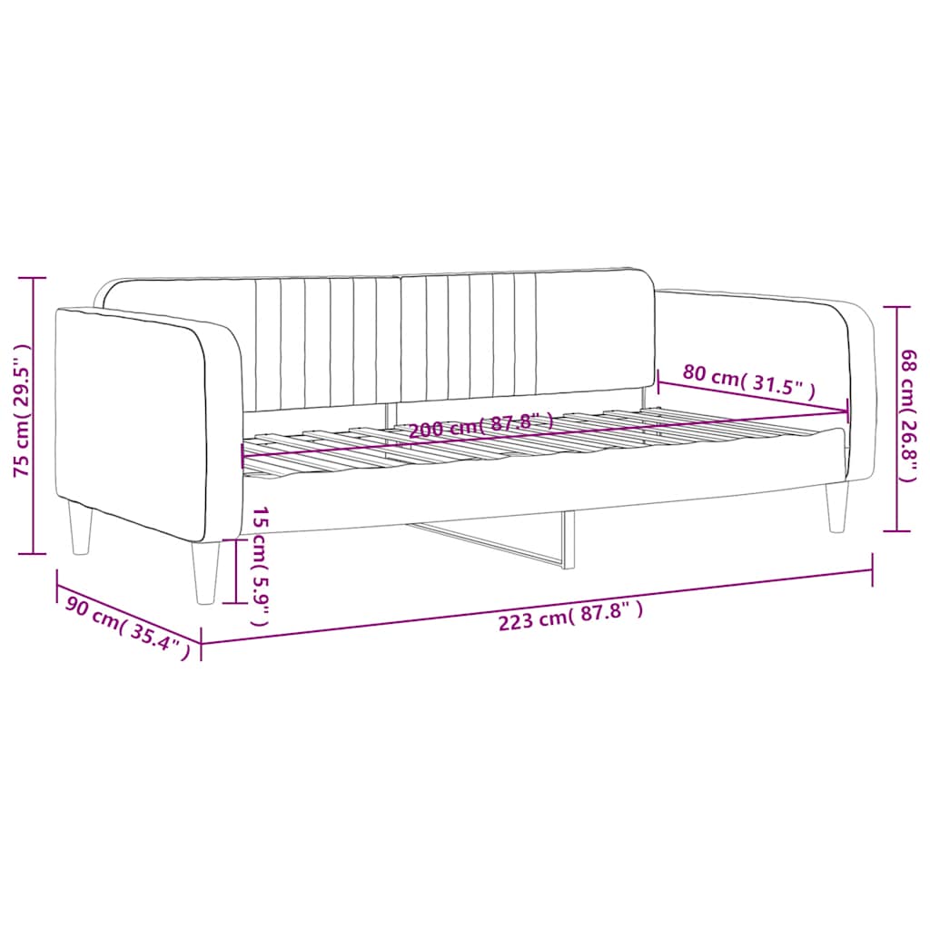vidaXL Sofa z funkcją spania, niebieska, 80x200 cm, obita aksamitem