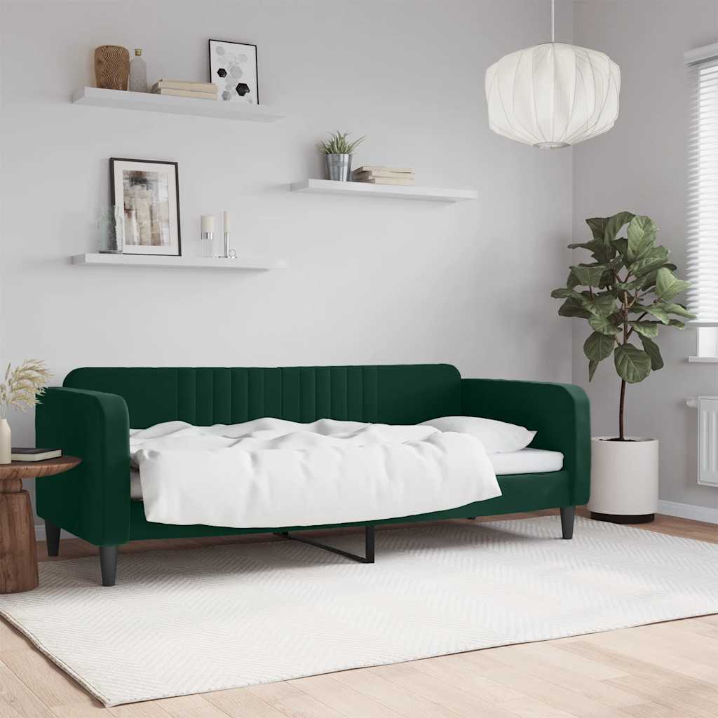 vidaXL Sofa z funkcją spania, ciemnozielona, 80x200cm, obita aksamitem