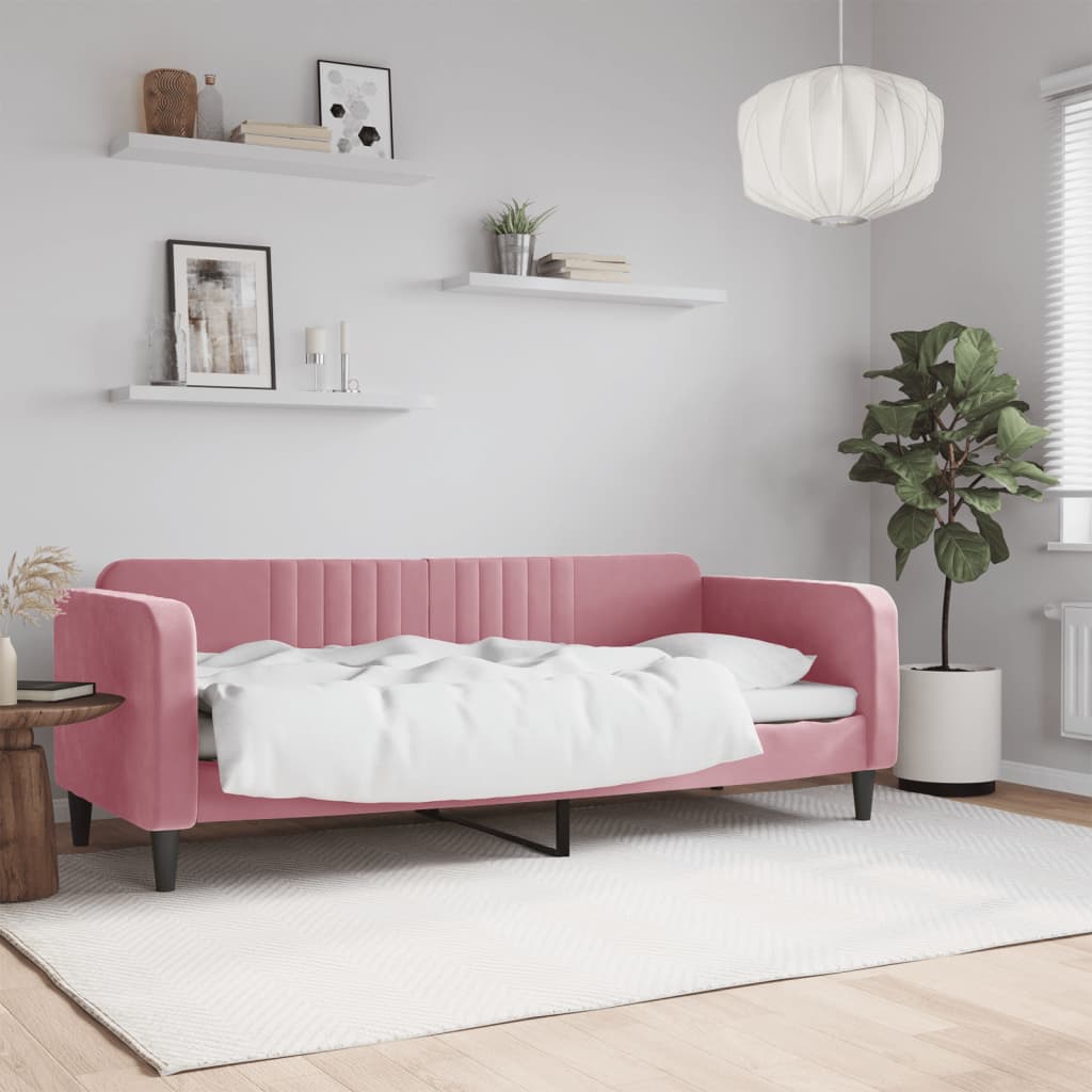 vidaXL Sofa z funkcją spania, różowa, 80x200 cm, obita aksamitem