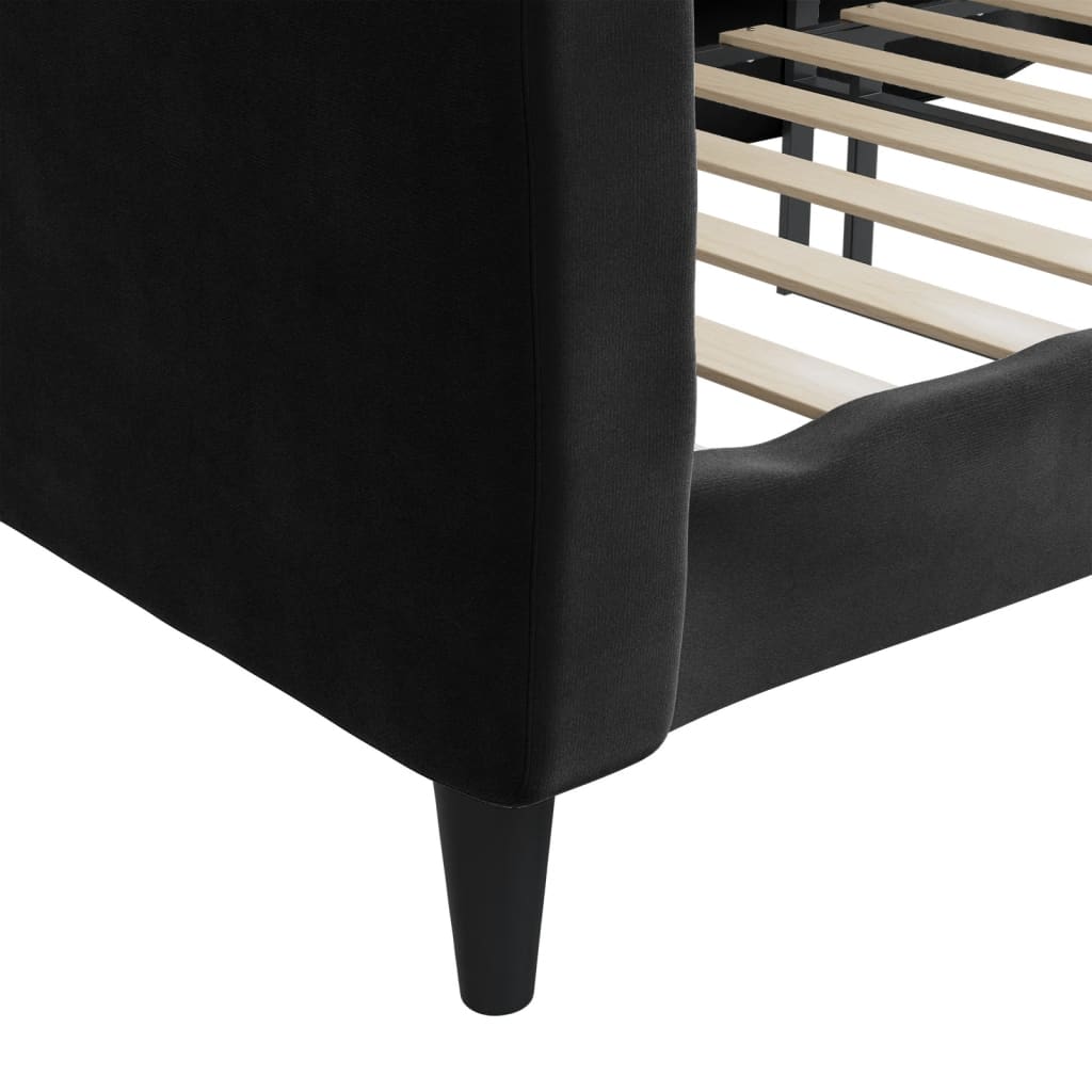 vidaXL Sofa z funkcją spania, czarna, 80x200 cm, obita aksamitem