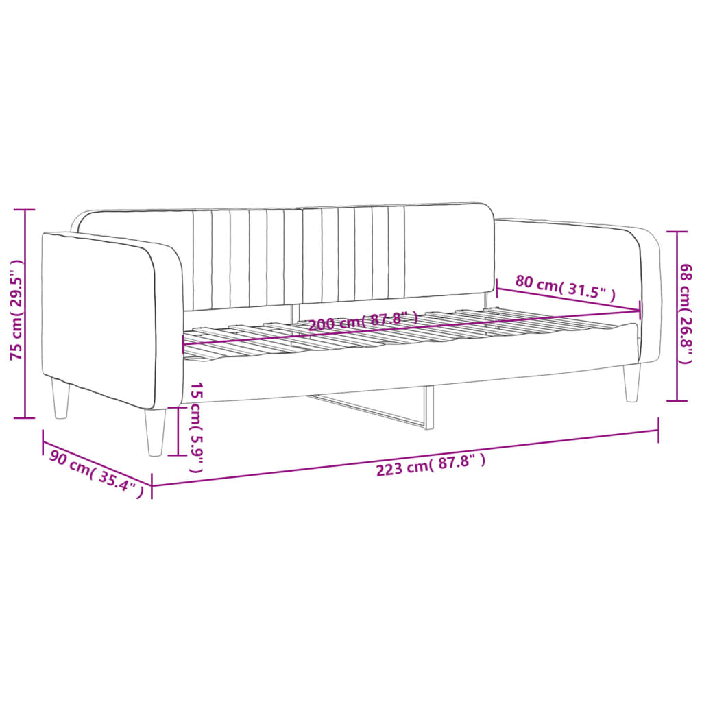 vidaXL Sofa z funkcją spania, czarna, 80x200 cm, obita aksamitem