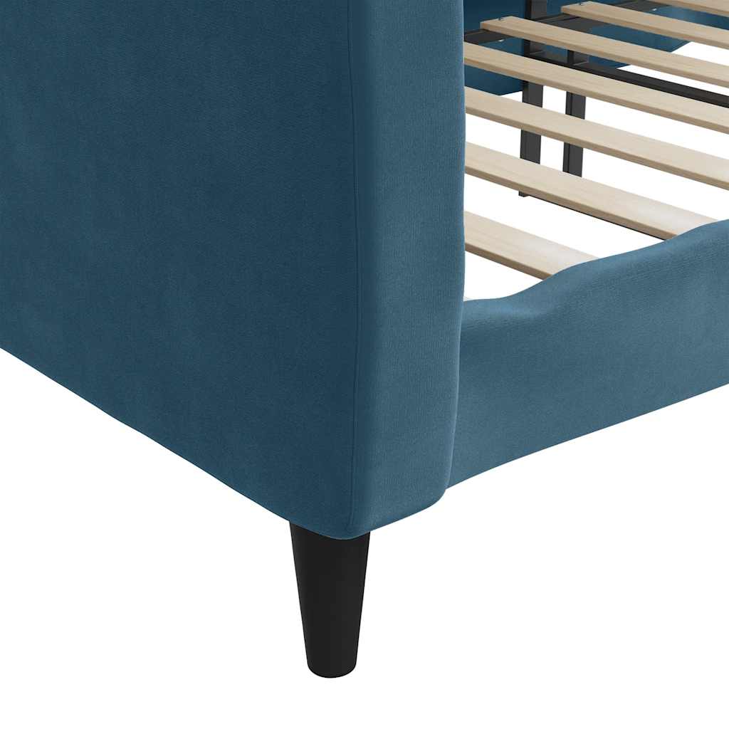 vidaXL Sofa z funkcją spania, niebieska, 90x200 cm, obita aksamitem