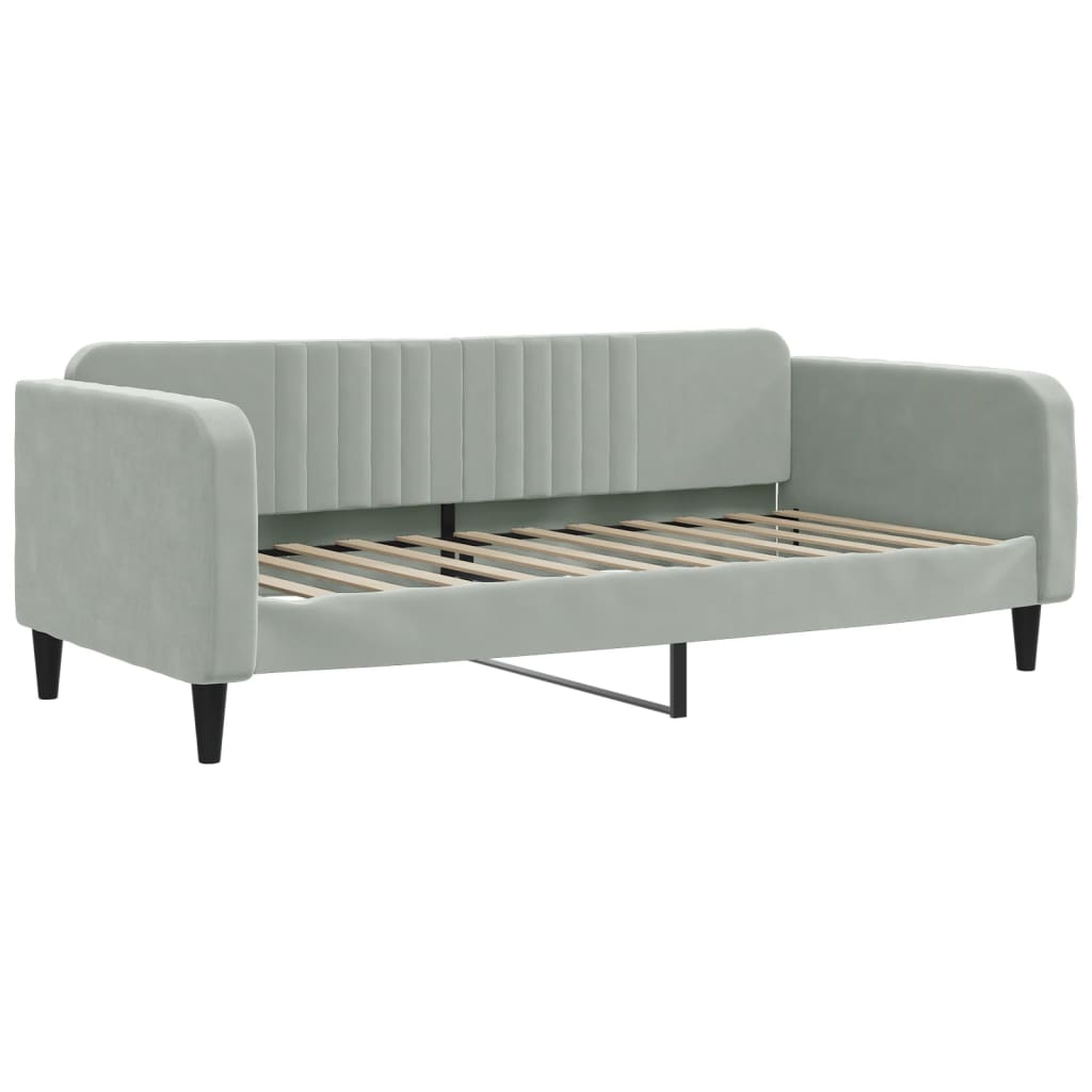 vidaXL Sofa z funkcją spania, jasnoszara, 90x200 cm, obita aksamitem