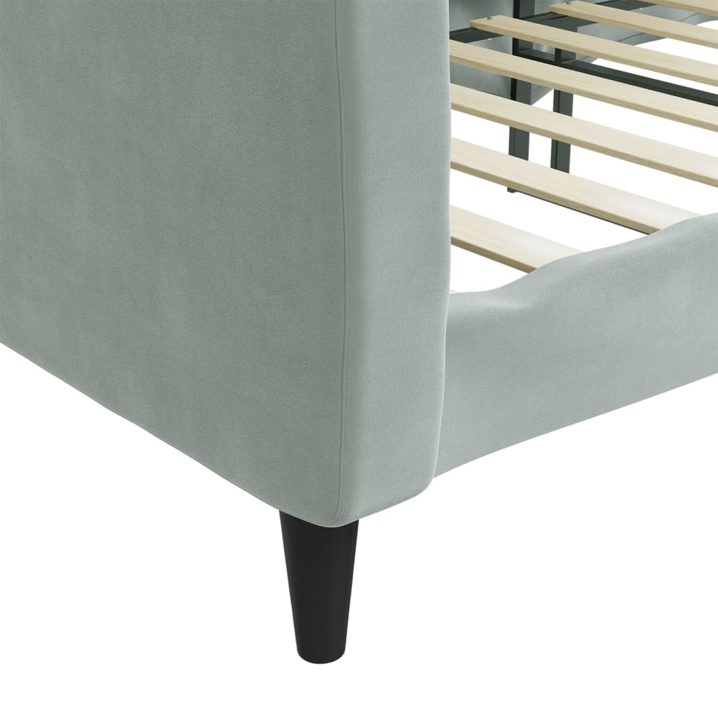 vidaXL Sofa z funkcją spania, jasnoszara, 90x200 cm, obita aksamitem