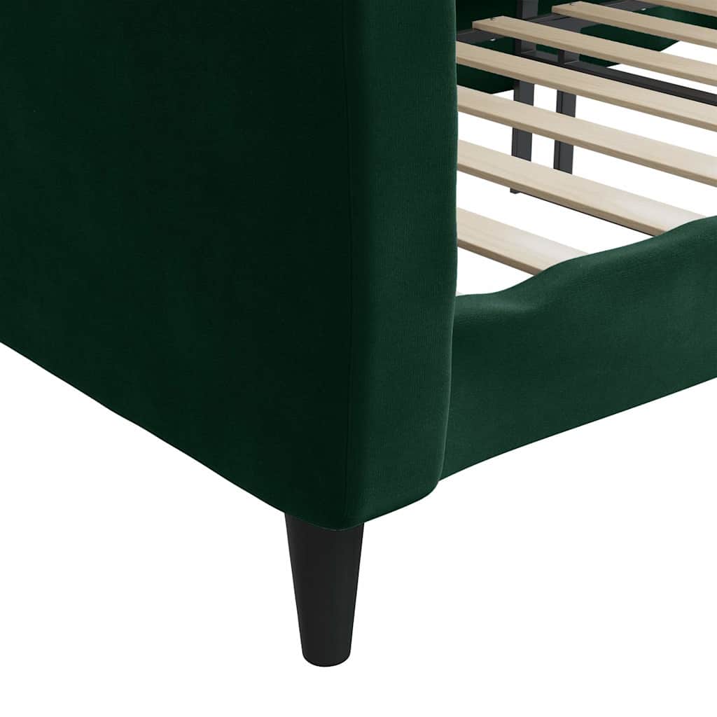 vidaXL Sofa z funkcją spania, ciemnozielona, 90x200cm, obita aksamitem