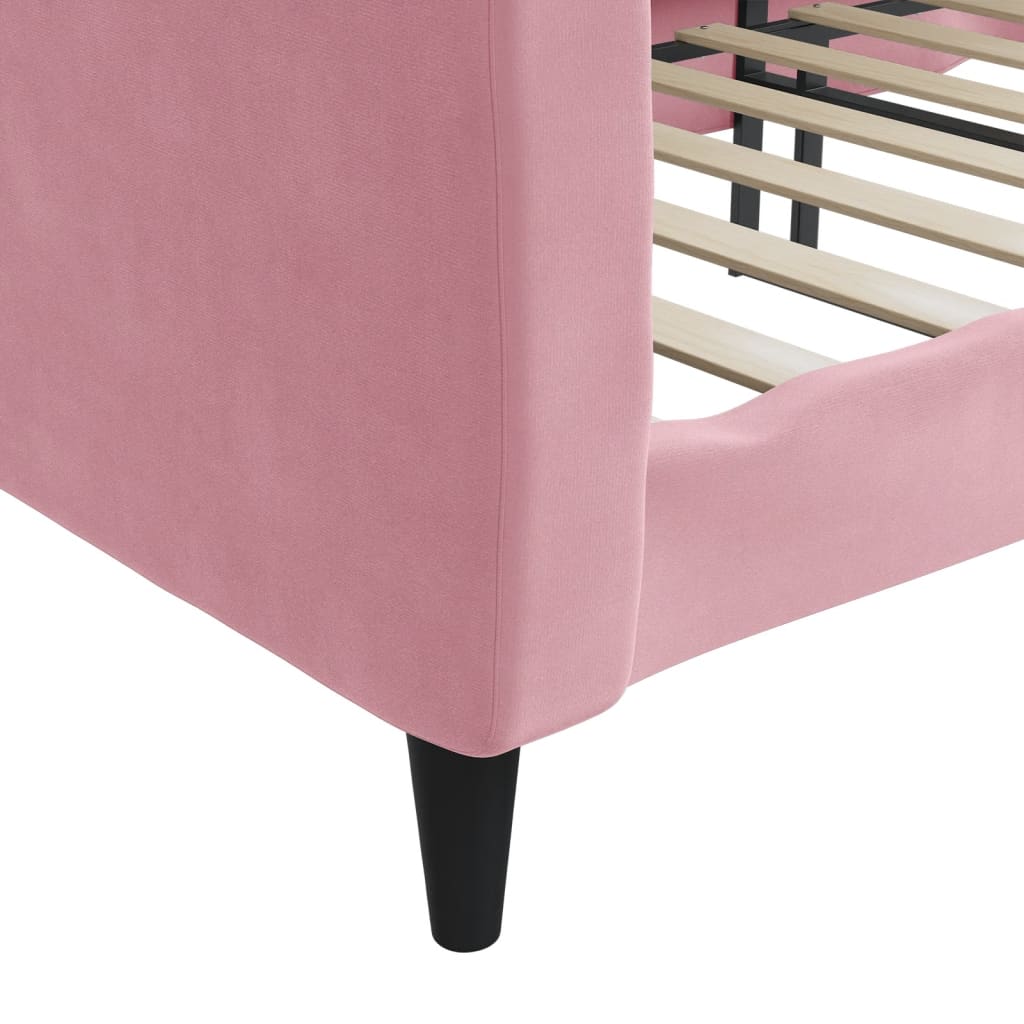 vidaXL Sofa z funkcją spania, różowa, 90x200 cm, obita aksamitem