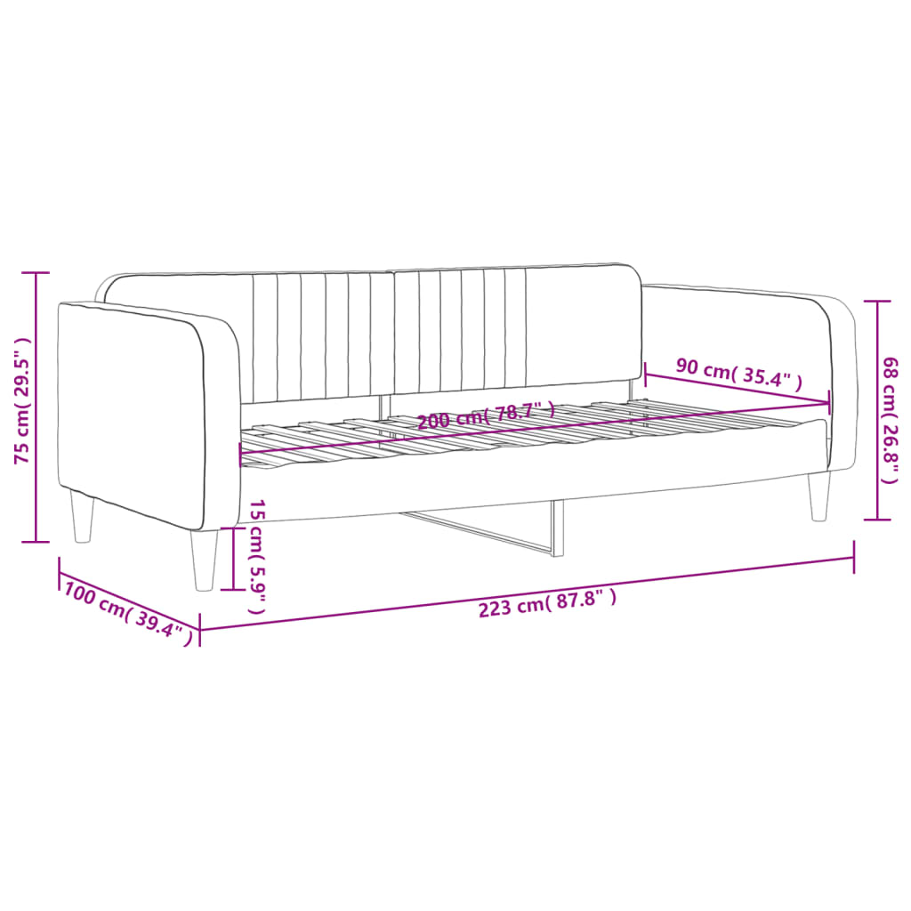 vidaXL Sofa z funkcją spania, czarna, 90x200 cm, obita aksamitem