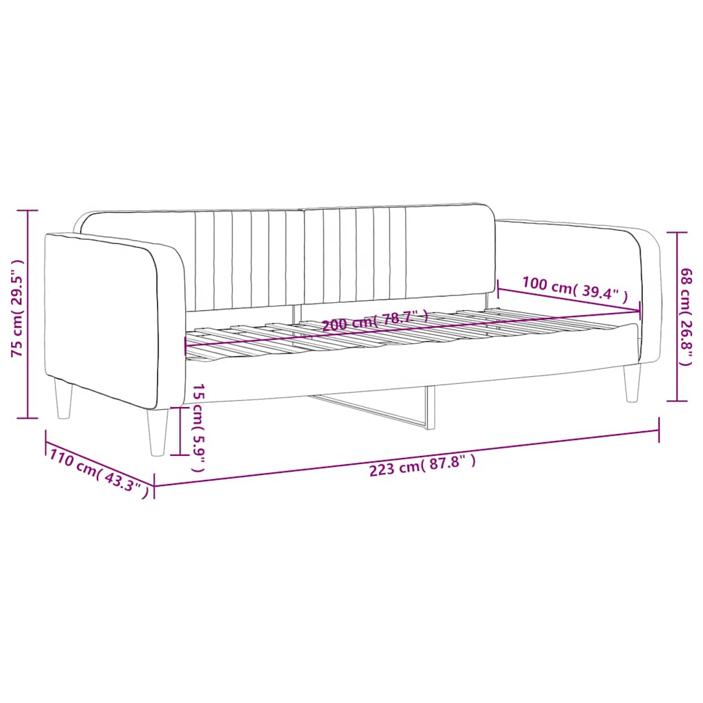vidaXL Sofa z funkcją spania, niebieska, 100x200 cm, obita aksamitem