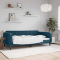 vidaXL Sofa z funkcją spania, niebieska, 100x200 cm, obita aksamitem