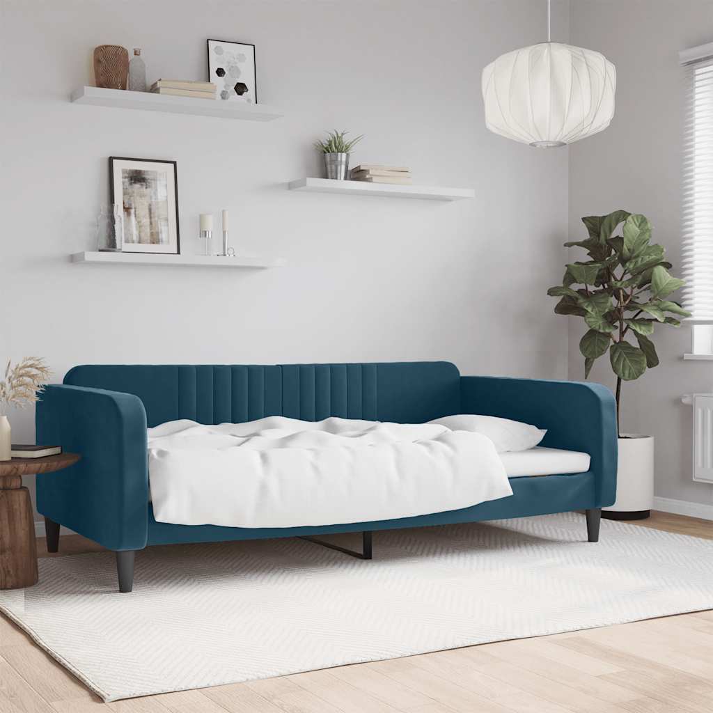 vidaXL Sofa z funkcją spania, niebieska, 100x200 cm, obita aksamitem