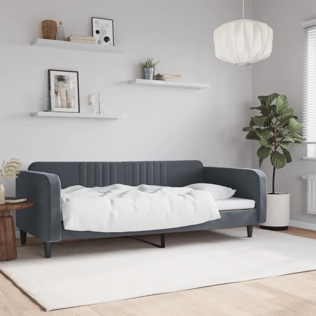 vidaXL Sofa z funkcją spania, ciemnoszara, 100x200 cm, aksamit