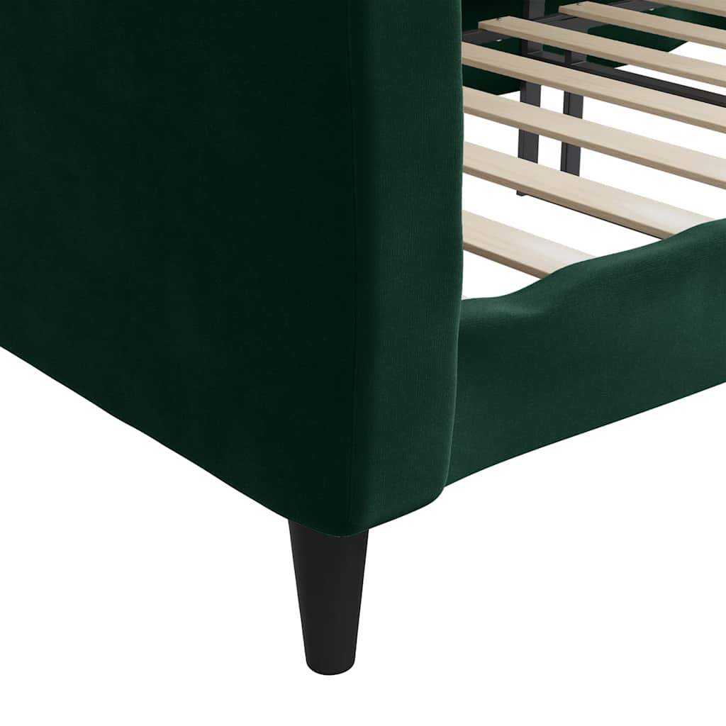 vidaXL Sofa z funkcją spania, ciemnozielona, 100x200 cm, aksamit