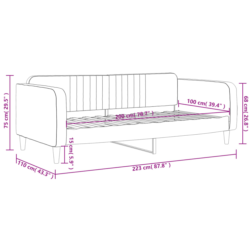 vidaXL Sofa z funkcją spania, czarna, 100x200 cm, obita aksamitem