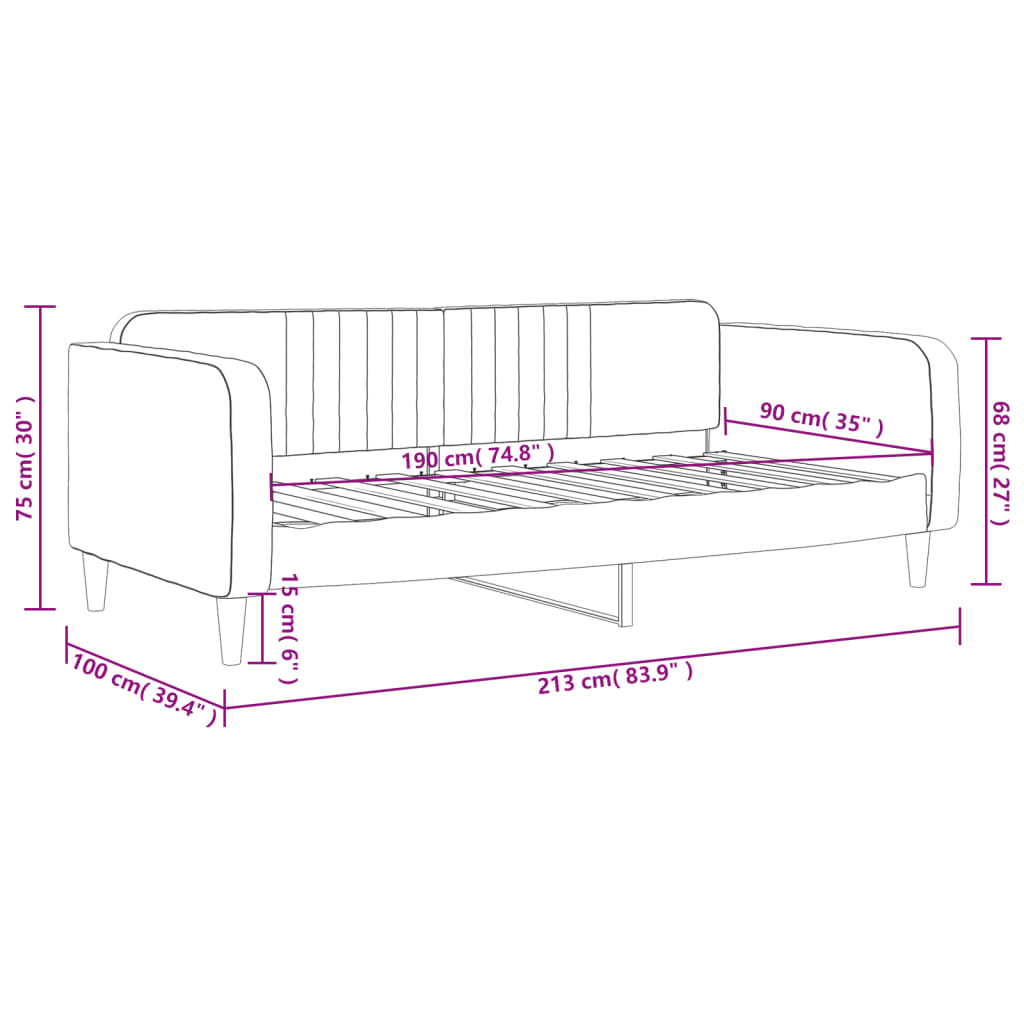 vidaXL Sofa z funkcją spania, jasnoszara, 90x190 cm, obita aksamitem