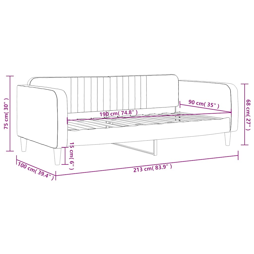 vidaXL Sofa z funkcją spania, ciemnoszara, 90x190 cm, aksamit