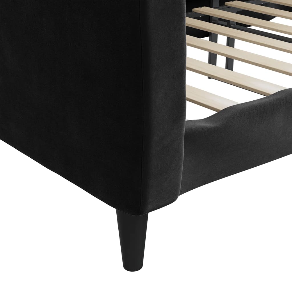 vidaXL Sofa z funkcją spania, czarna, 90x190 cm, obita aksamitem