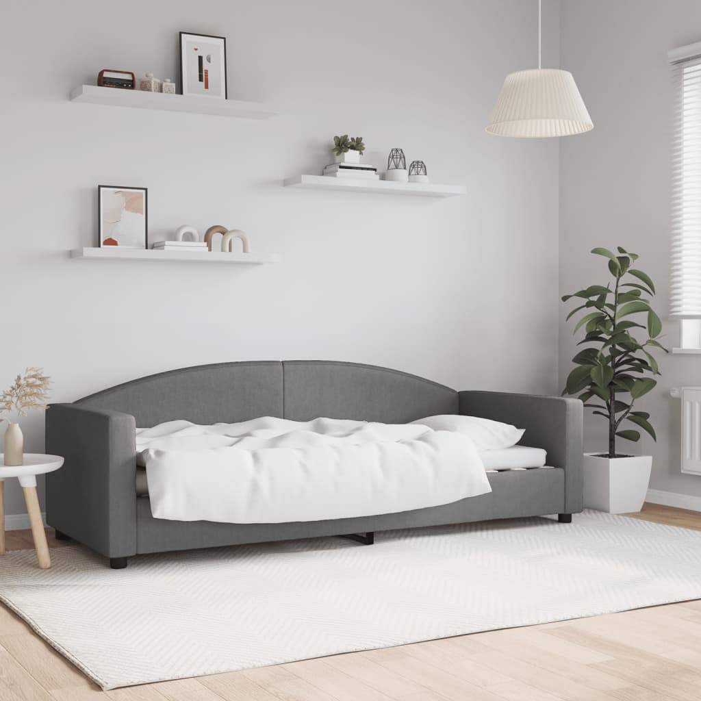 vidaXL Sofa z funkcją spania, ciemnoszara, 80x200 cm, obita tkaniną