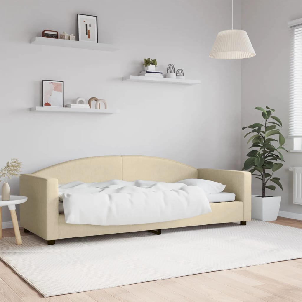 vidaXL Sofa z funkcją spania, kremowa, 80x200 cm, obita tkaniną