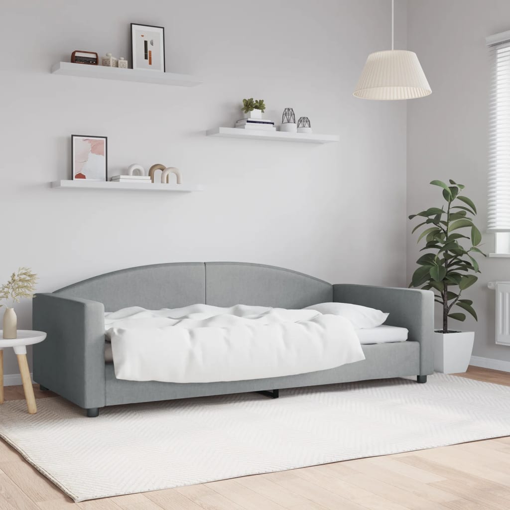 vidaXL Sofa z funkcją spania, jasnoszara, 90x200 cm, obita tkaniną