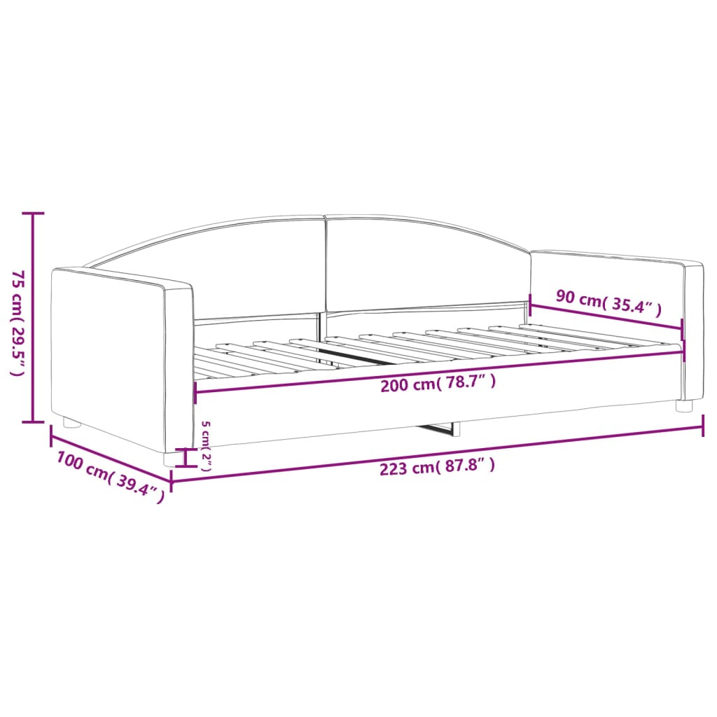 vidaXL Sofa z funkcją spania, ciemnoszara, 90x200 cm, obita tkaniną